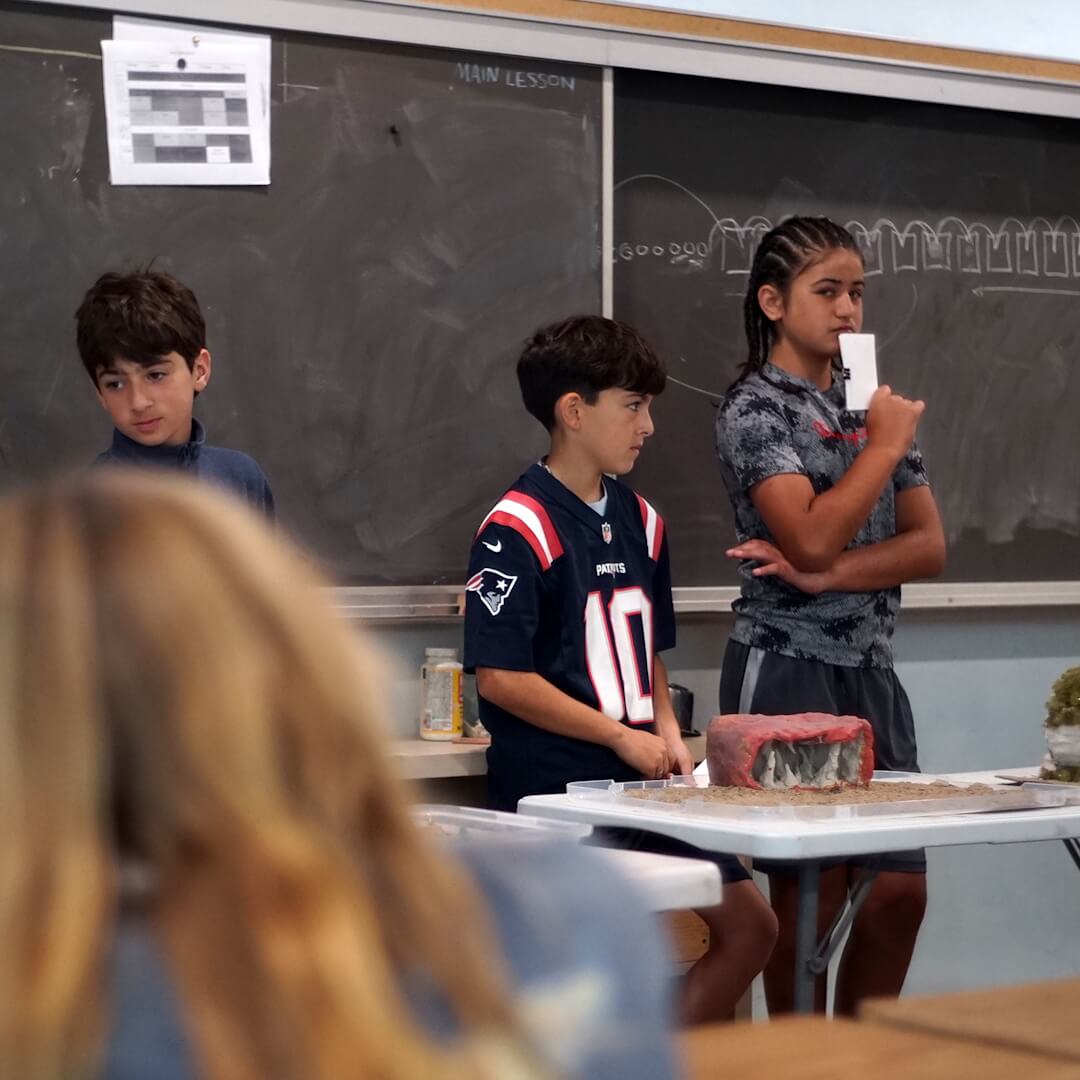 Middle School students present in science class.
