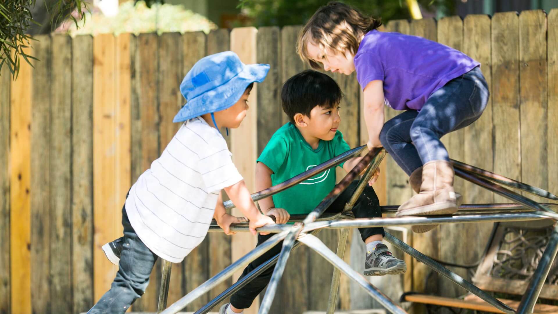 Early School students play outside.