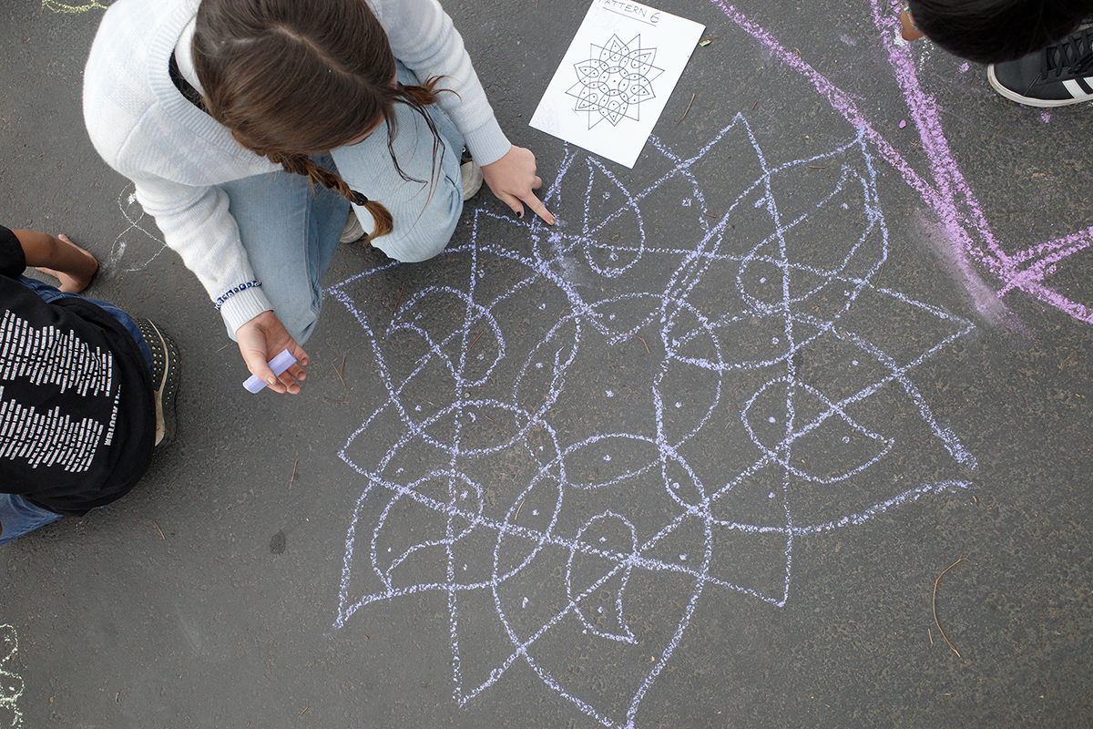 Diwali Rangoli chalk art