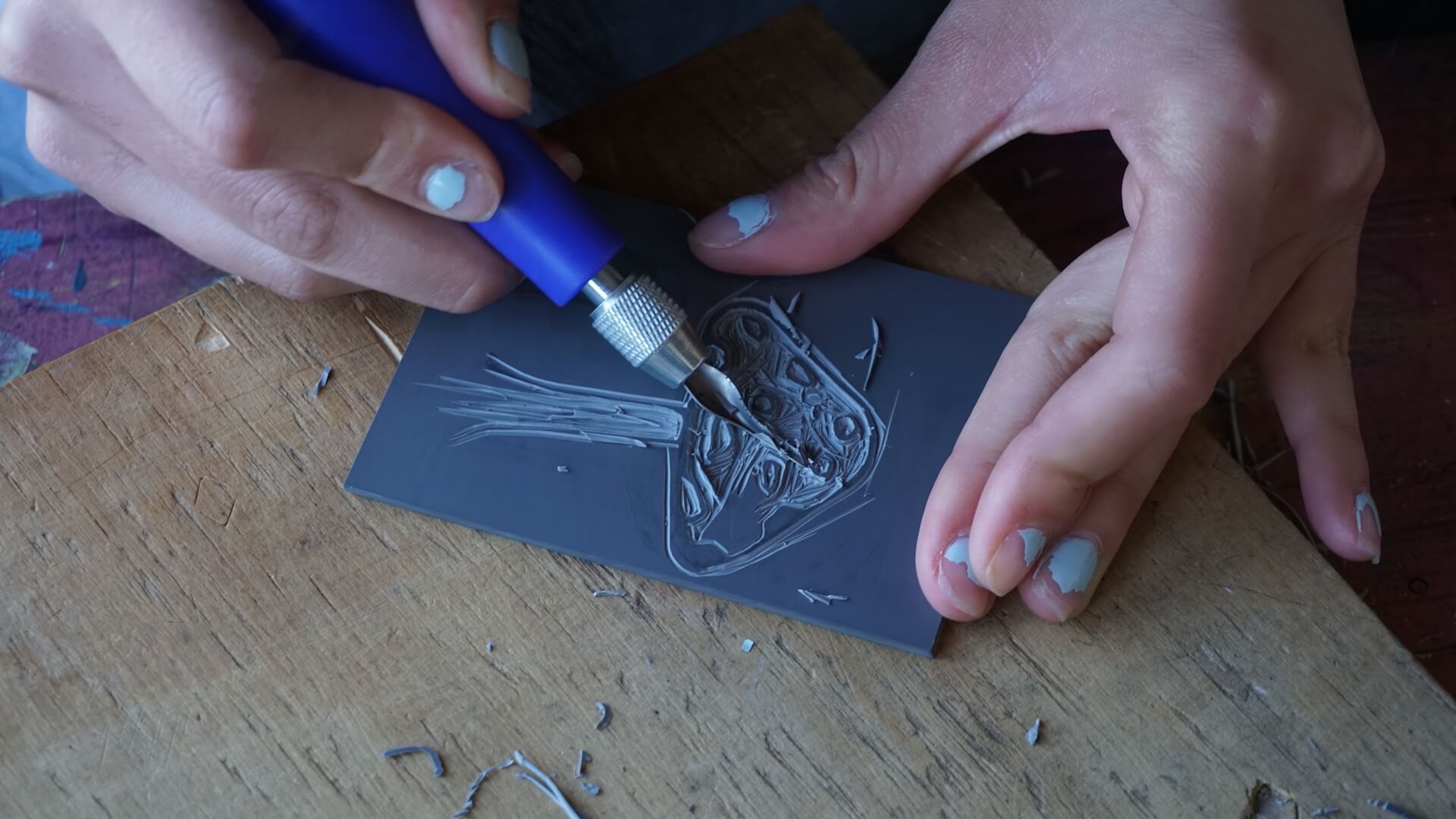 High School female student carves artwork