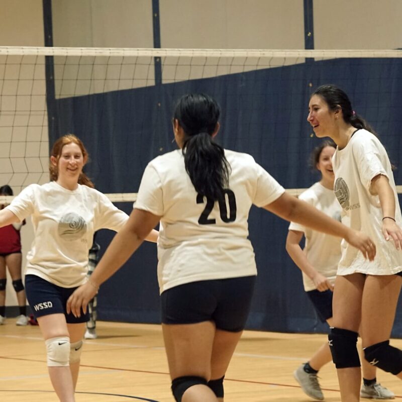 High School female students playing volleyball