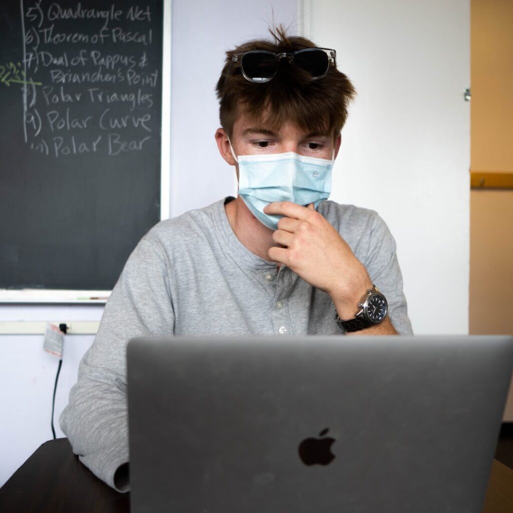 High School student Danny Marsh on his laptop
