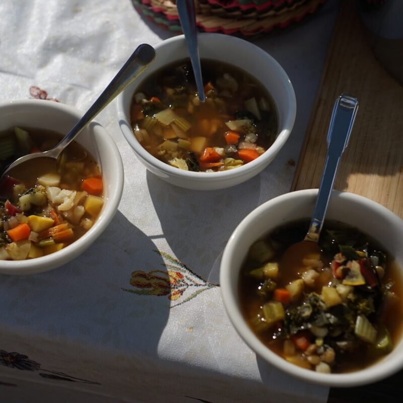 Soup bowls on a table