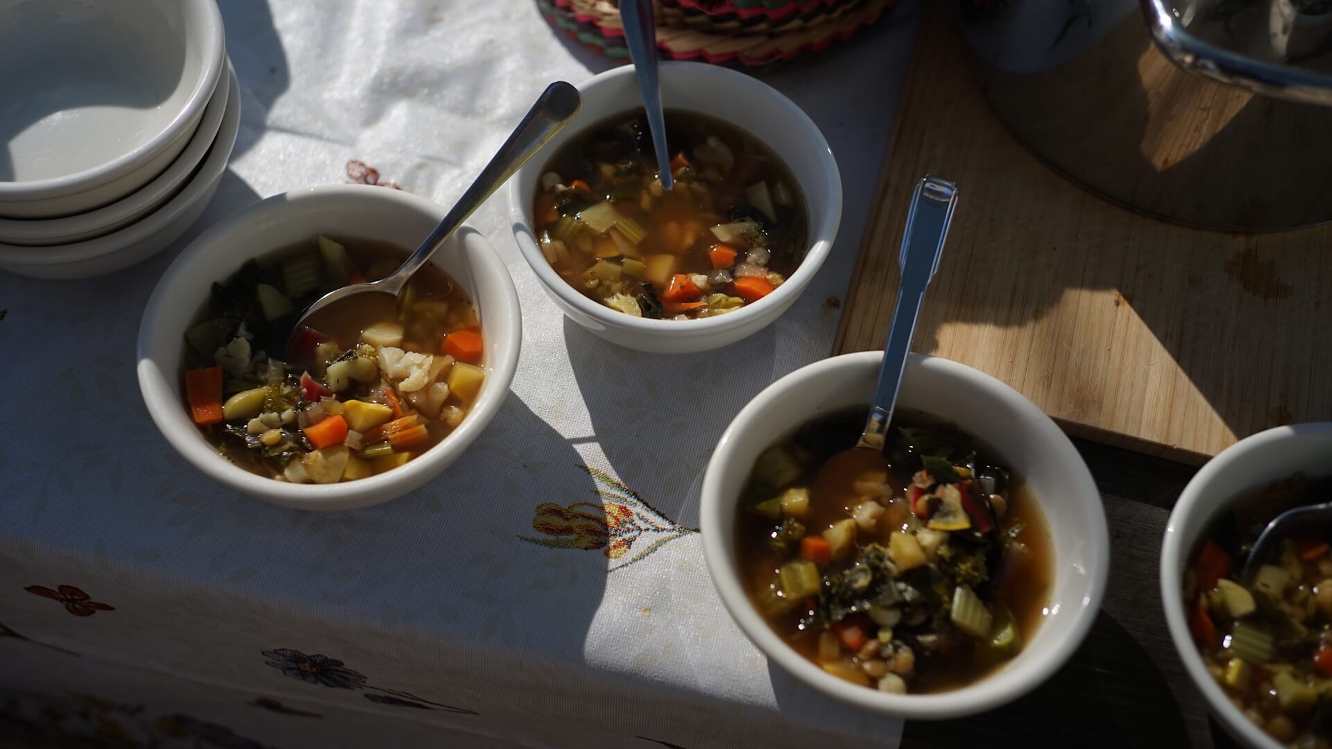 Soup bowls on a table
